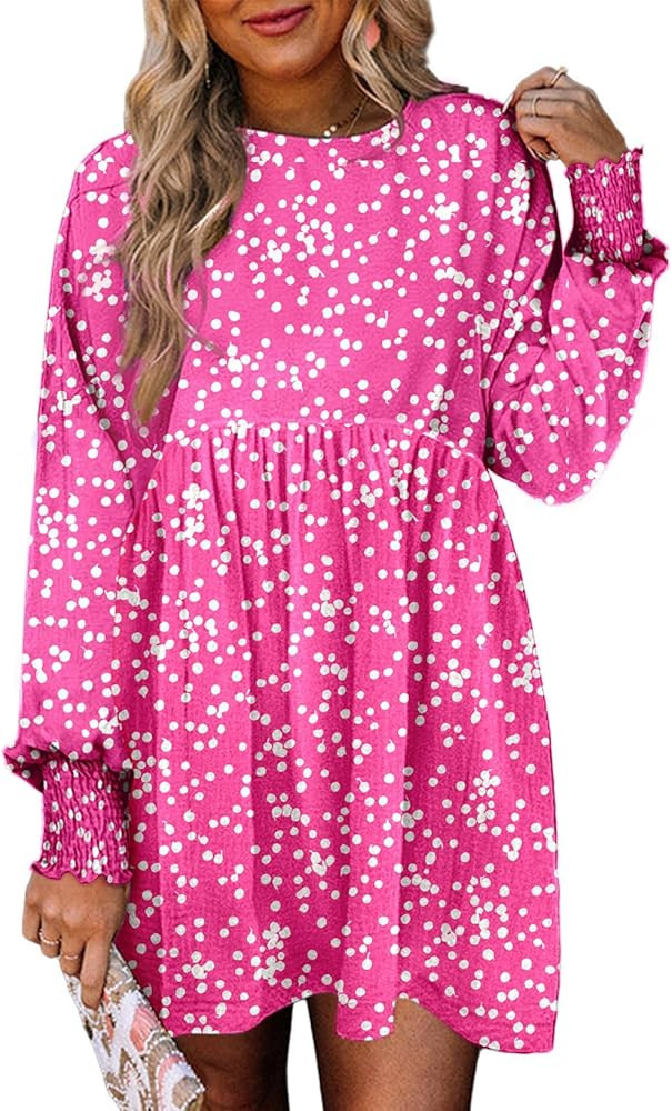 Dokotoo Womens Fall Dress 2025 Long Sleeve Babydoll Mini Dress Floral Flowy Boho Dresses | Amazon (US)