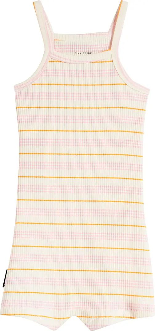 TINY TRIBE Kids' Sorbet Stripe Rib Cotton Romper | Nordstrom | Nordstrom