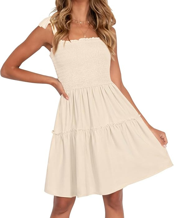 ZESICA Womens Summer Spaghetti Strap Sleeveless Mini Dress | Amazon (US)