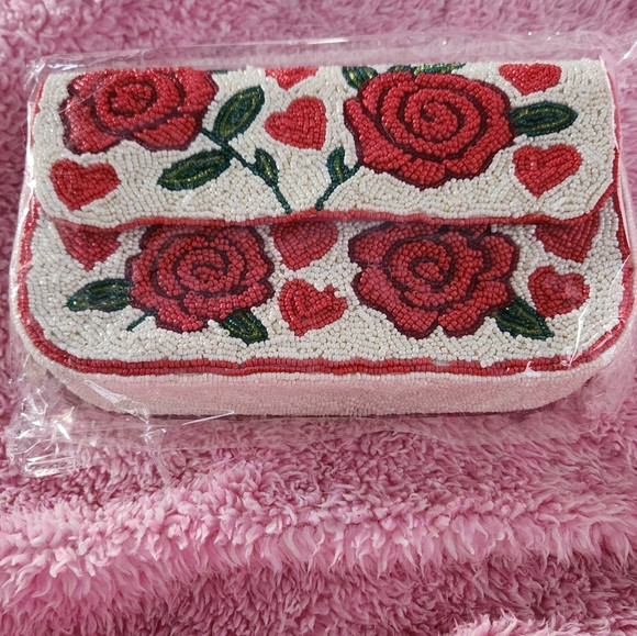 Floral Beaded Clutch - Red and Cream | Poshmark