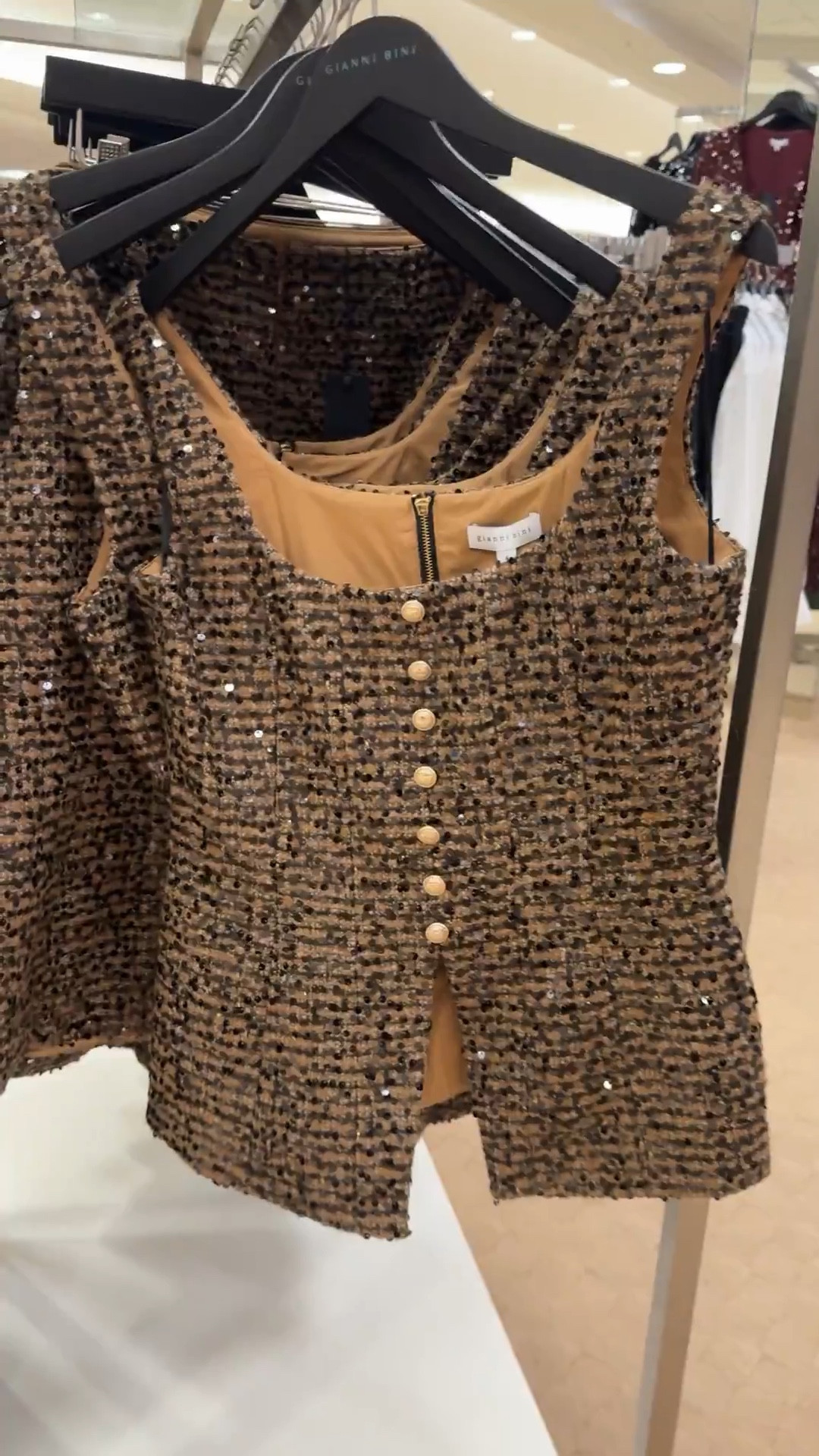 Gianni Bini
Amara Sleeveless Button Front Square Neck Sequin Tweed Vest Top
Super look under a blazer or leather jacket. Wear with jeans, leather, tulle…endless ways to style 

#LTKOver40 #LTKFindsUnder100 #LTKHoliday