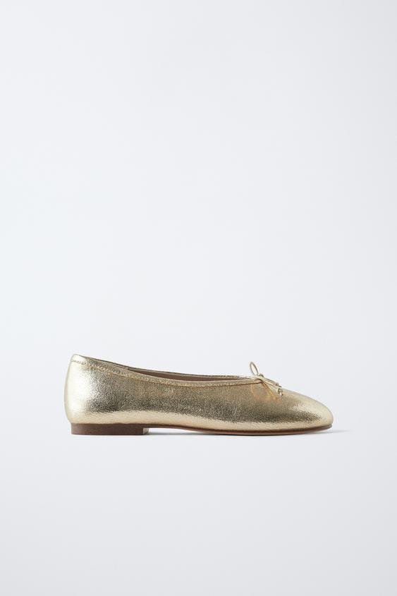 METALLIC BALLET FLATS | Zara US