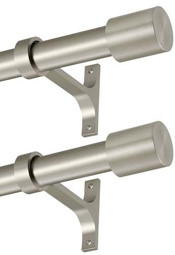 2 Pack Curtain Rods 36-72", Adjustable 1-Inch Thicken Window Treatment Rods, Telescoping Decorative Drapery Rods with Cap Finials, Brushed Nickel | Amazon (US)