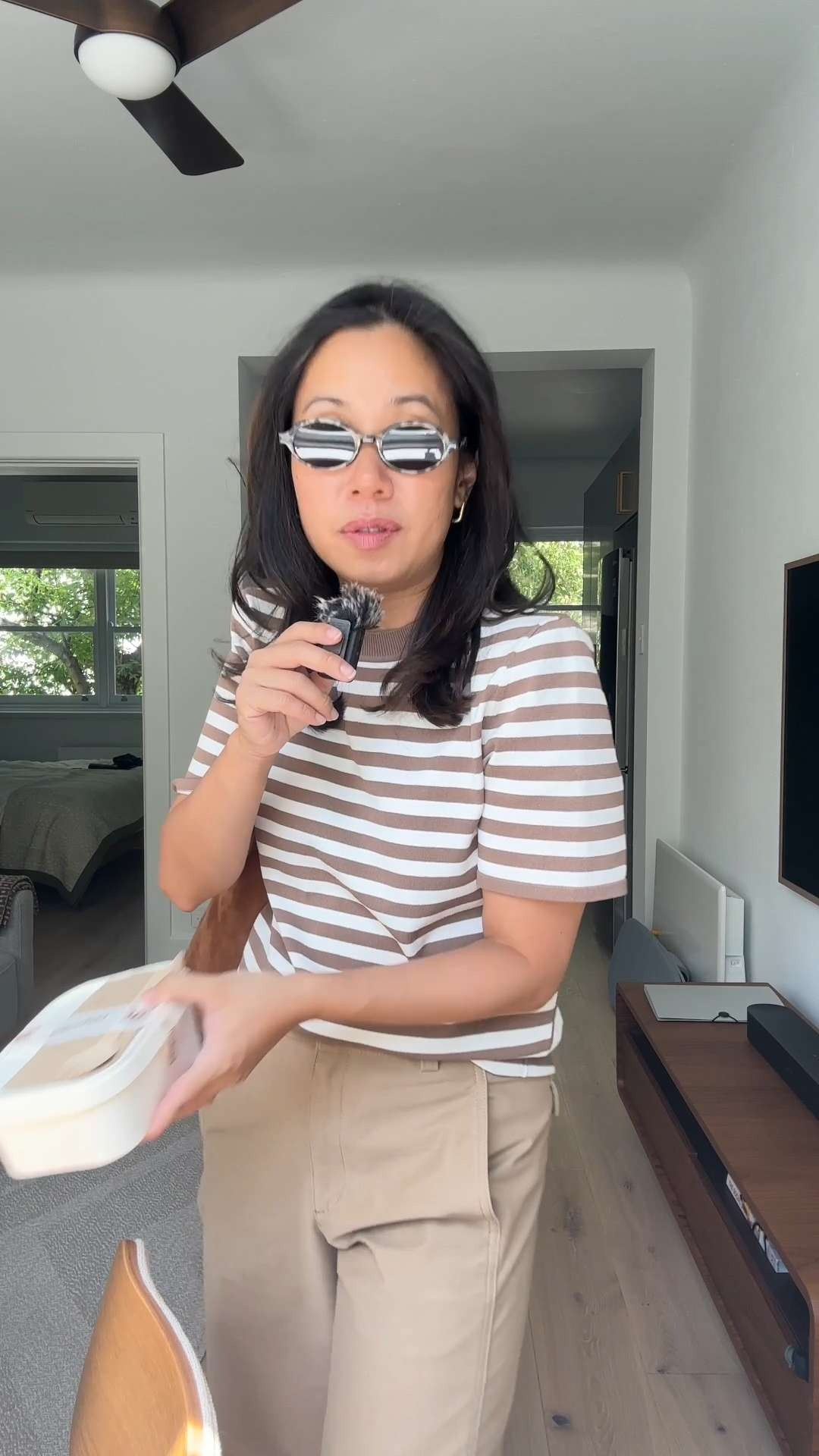 Size M in my shoulder pad striped tee, size S in my pants, sunglasses, shoes & bag all linked  

 #LTKaustralia #LTKstyletip #LTKpetite