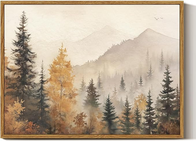 InSimSea Framed Canvas Wall Art Vintage Decor, Fall Trees Forest Wall Decor for Living Room Bedro... | Amazon (US)