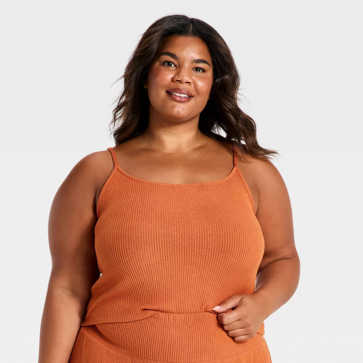 Women's Cozy Ribbed Cami Top - Auden\u2122 Rust 1X | Target