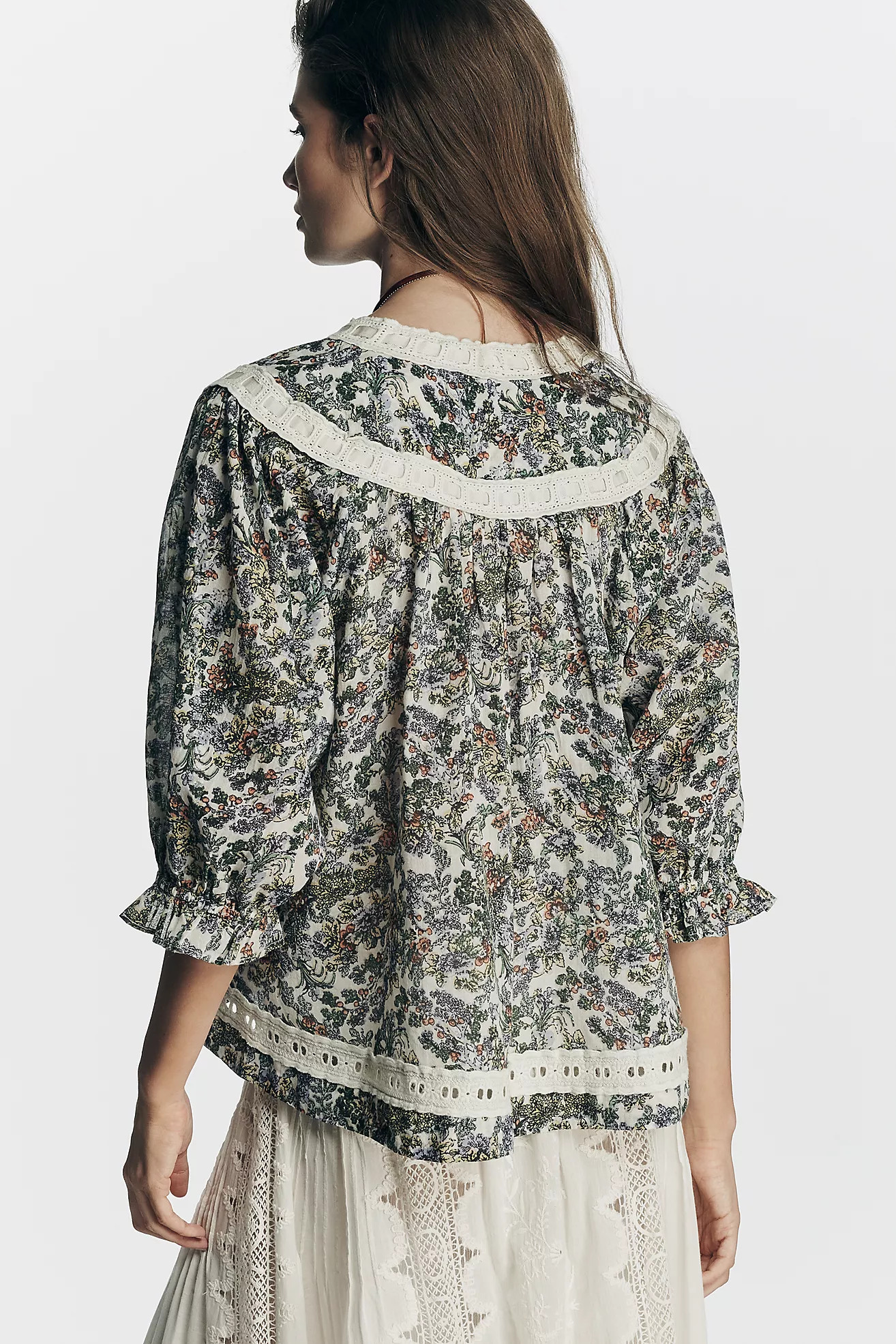 By Anthropologie Half-Sleeve Eyelet Swing Top | Anthropologie (US)