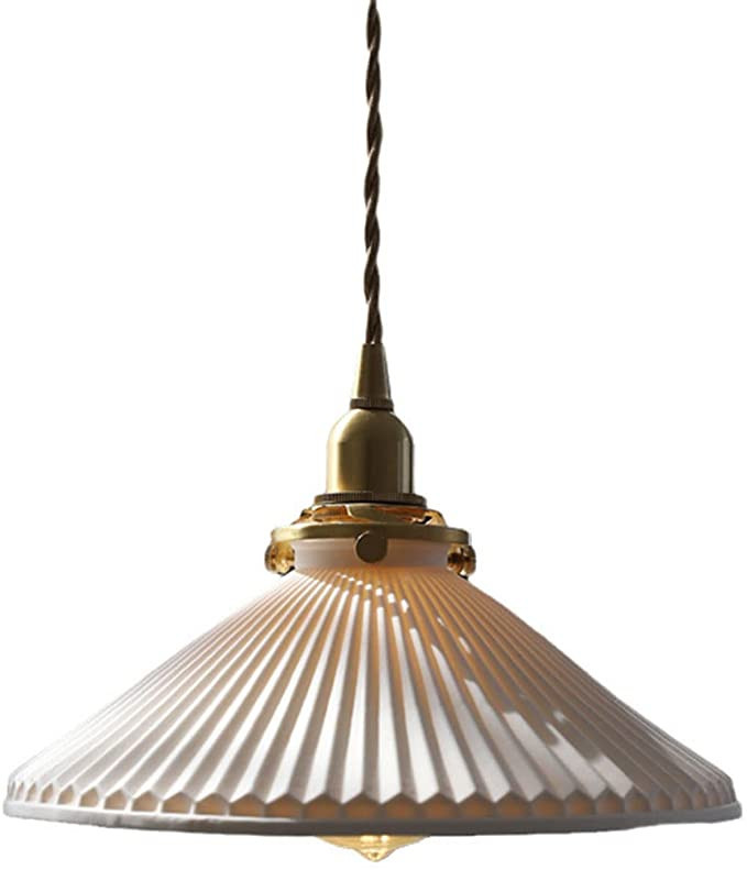 ZTTECH White Ceramics Pendant Light Brass Socket with Switch Hanging Lamp Mini Ceiling Light (A) ... | Amazon (US)