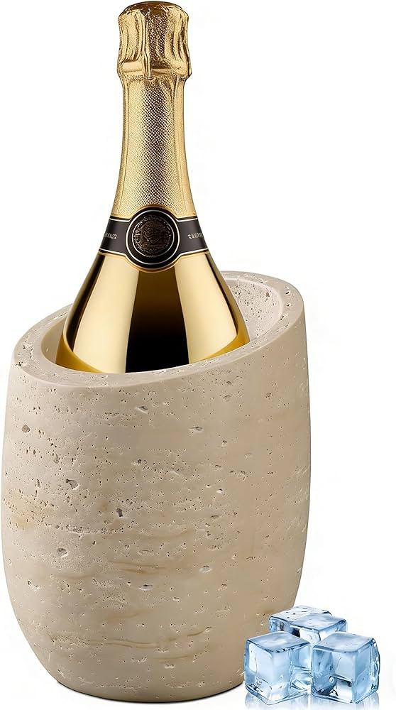 Natural Travertine Textures Wine Chiller Bucket – 750ml Resin Cooler for Wine & Champagne Bottl... | Amazon (US)