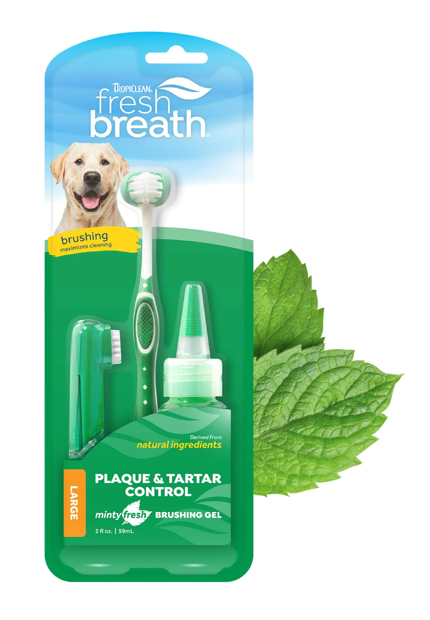 Tropiclean Fresh Breath Dog Oral Care Kit Complete Toothbrush and Toothpaste Set for Plaque Tartar Control Tooth Brushing Kit for Large Animals | Lowe's