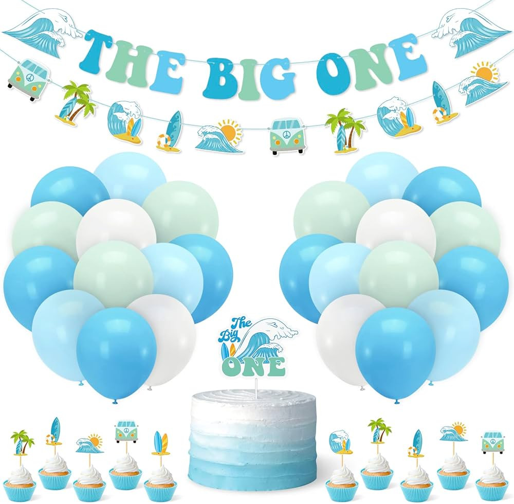 Vansolinne The Big One Surf Birthday Party Decorations Summer Surfing Beach First Birthday Surfbo... | Amazon (US)