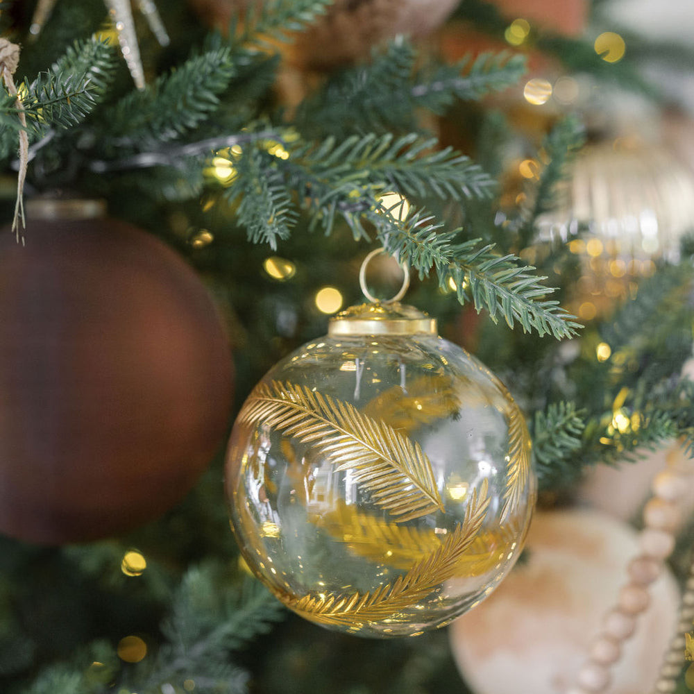 3" Artisan Glass Gold Etched Leaf Ornament | CG Hunter