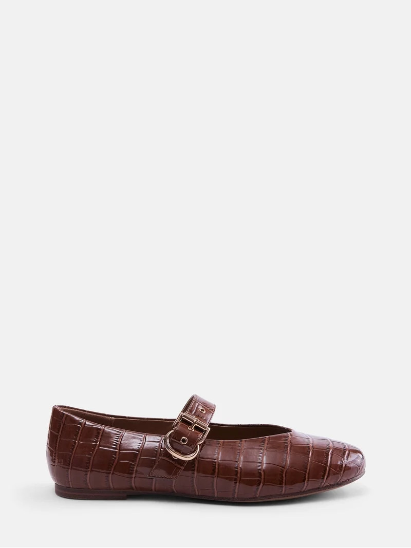 Free Assembly Women's Croco Mary Jane Flats | Walmart (US)