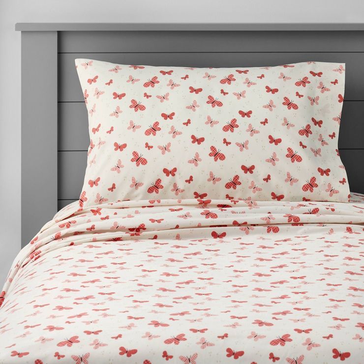 Butterfly Cotton Sheet Set Rose - Pillowfort™ | Target