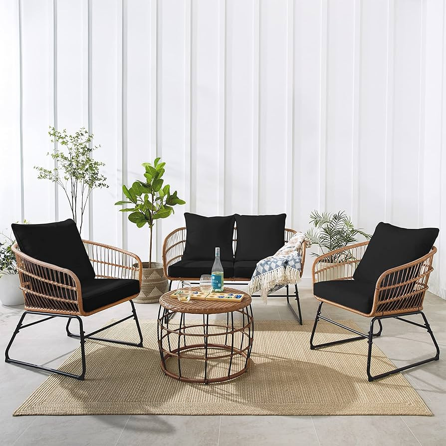 Best Choice Products 4-Piece Outdoor Rope Wicker Patio Conversation Set, Modern Contemporary Furn... | Amazon (US)