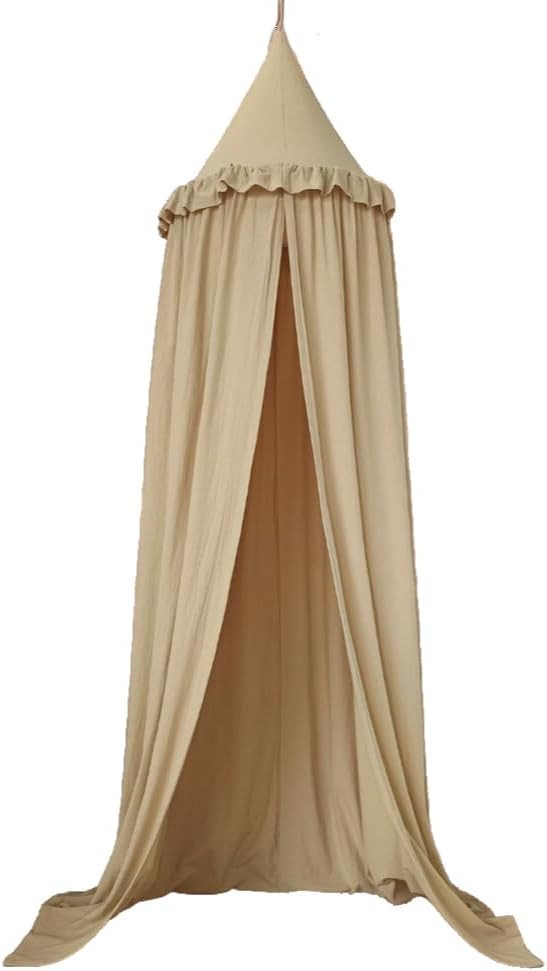 Wonder Space Kids Bed Canopy with Ruffles, Pastel Neutral Color for Boys & Girls, Frilled Cotton ... | Amazon (US)