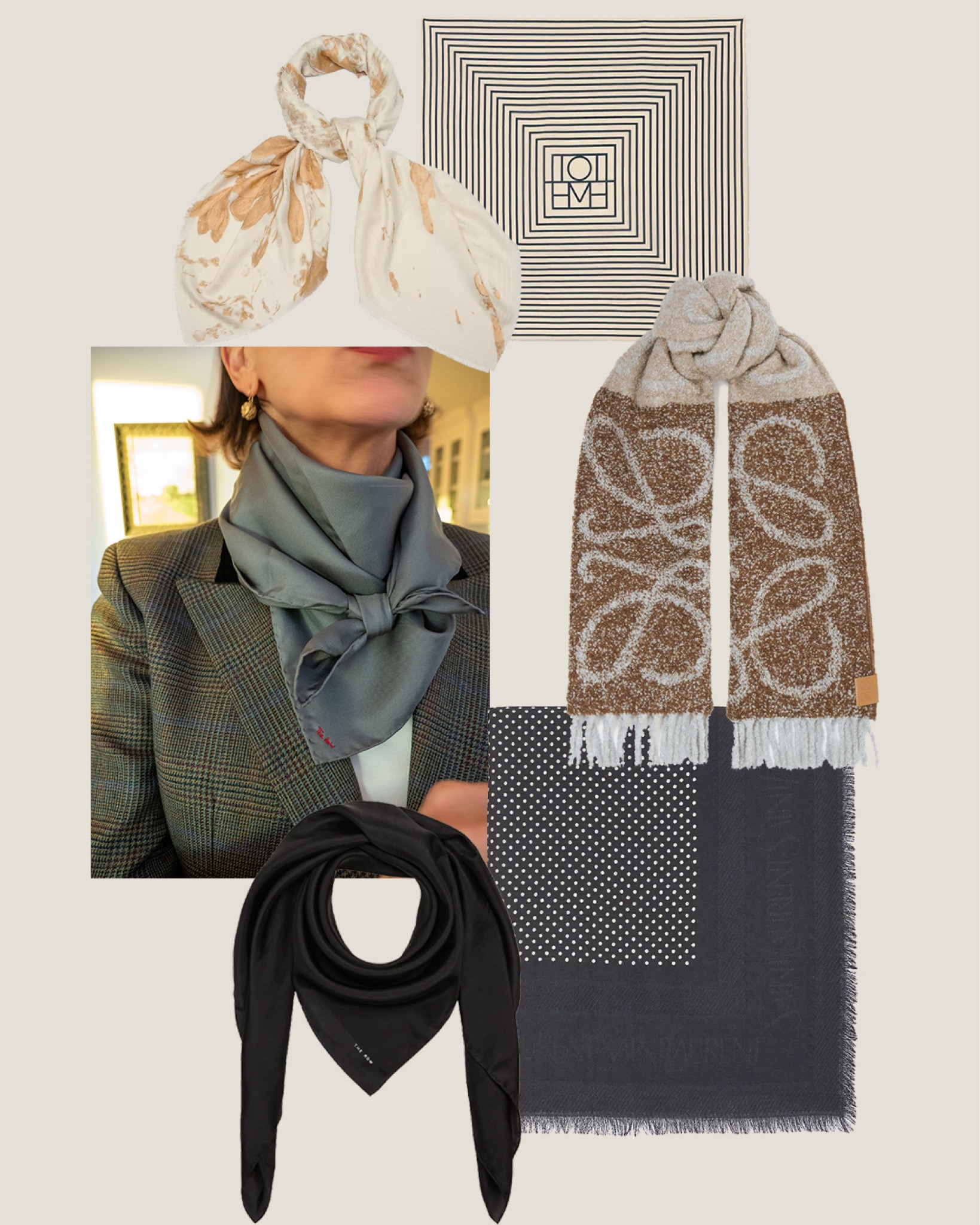 SCARVES ARE ALWAYS A GOOD IDEA 

The weather has finally allowed me to venture into my scarf drawer. I love wearing scarves and treasure the collection I’ve accumulated over the years – many acquired while traveling. I think they’re also a great item to gift. From soft silk squares to fringed cashemere, there’s a style for every person and need. A few of my favorite silk squares are the solid Margault from The Row (wearing in gray) and the graphic patterns from Toteme. Both have an excellent hand and tie well. When I want something larger and warmer, but not bulky, I’ll turn to one in cashmere/silk. These have a number of versatile styling options. The polka dot or paisley prints from Saint Laurent are long standing classics. I also love a heavier knit scarf for truly cold days – a rarity in California but useful on occasion. The alpaca boucle from Loewe is quite chic.



#LTKSeasonal #LTKGiftGuide #LTKHoliday