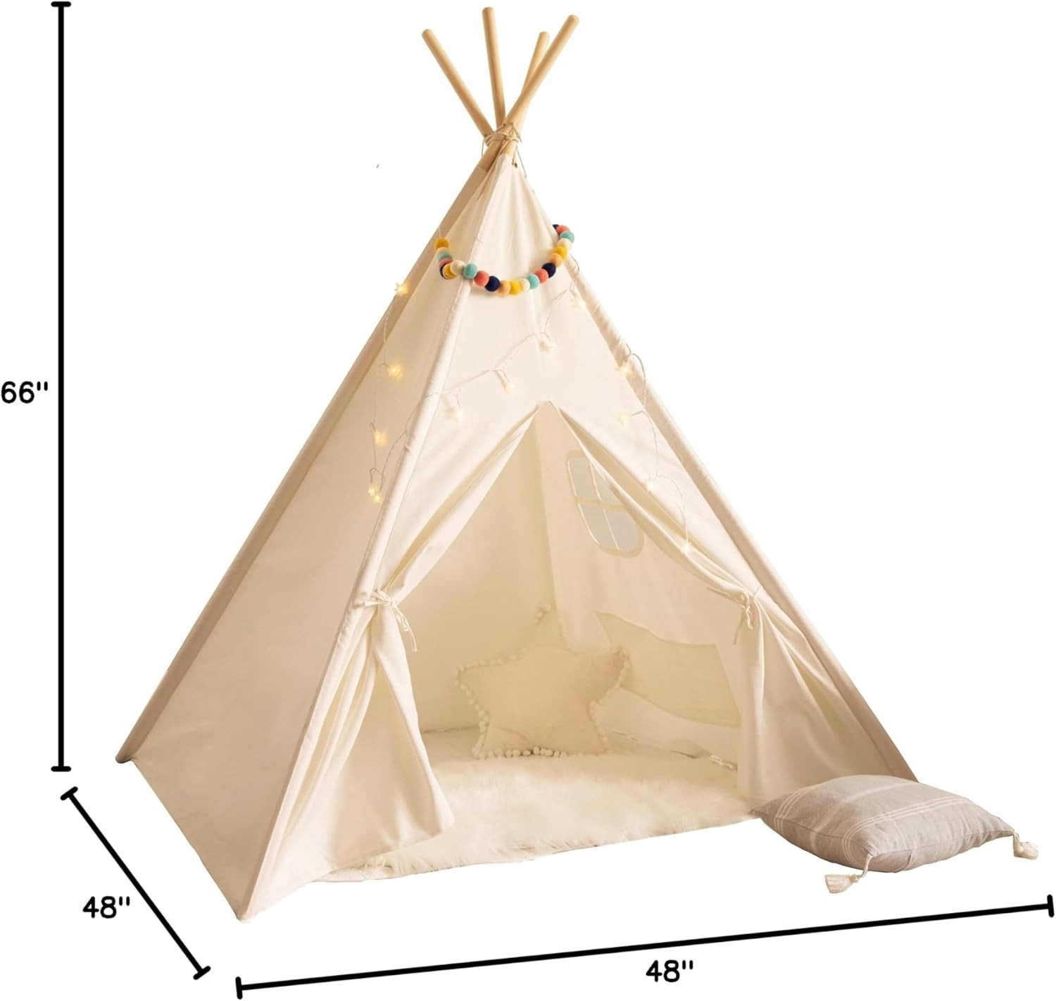 Playvibe Teepee Tent for Kids with LED Star Lights - Toddler Tent & Reading Corner for Kids, Play... | Amazon (US)