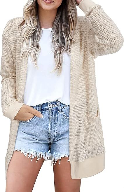 STYLEWORD Women's Fashion Cardigan Sweater Lightweight Open Front Long Casual Beach Kimonos Outfi... | Amazon (US)