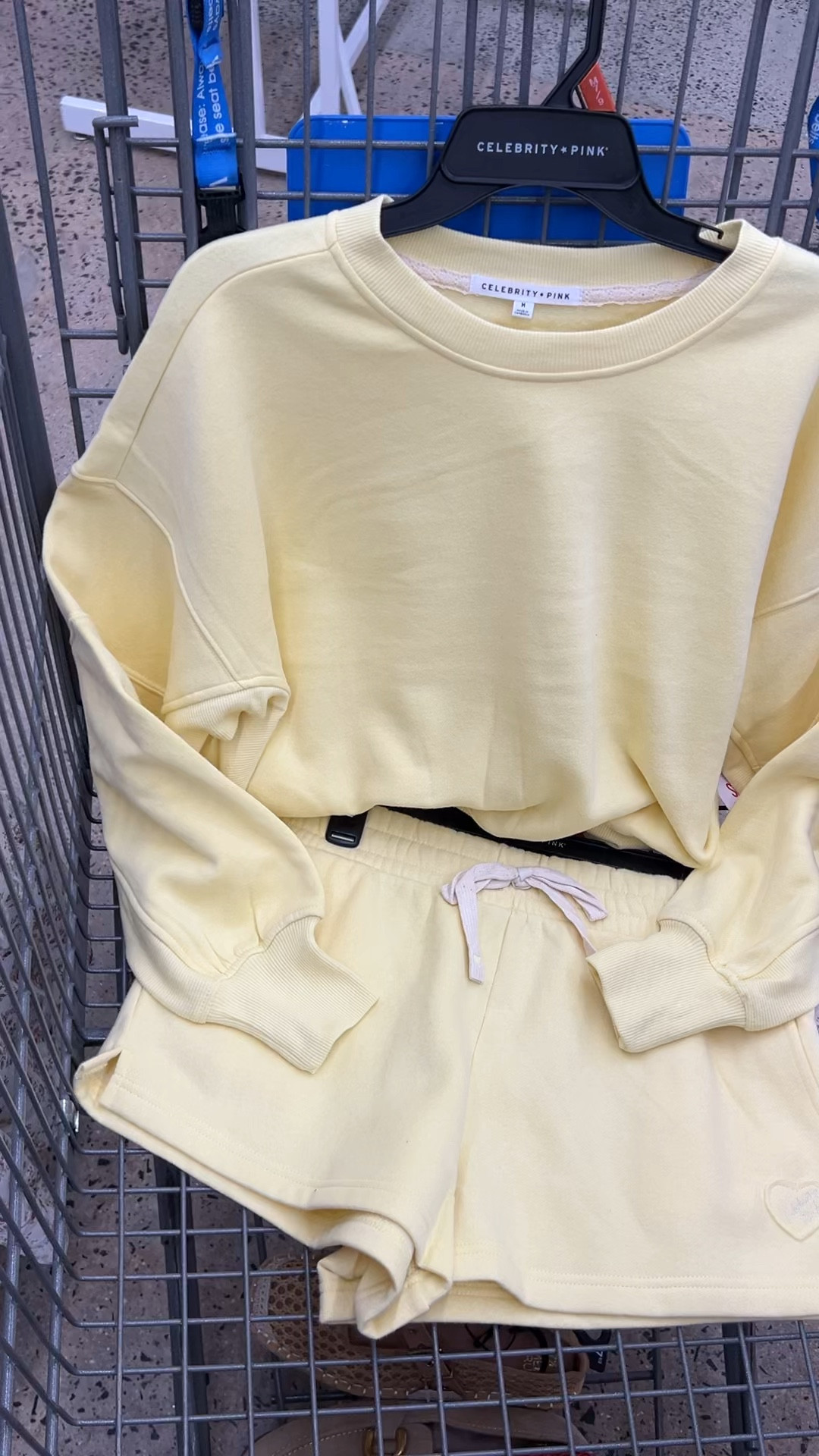 Walmart sweatshirt and shorts; this top turned out to be my favorite sweatshirt for winter! I got it in blue and yellow. I sized up one to a medium. #walmartfashion 