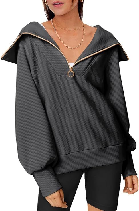 Amazon.com: EFAN Womens Half Zip Pullover Sweatshirts Oversized Hoodie Quarter Zip Sweatshirt for... | Amazon (US)