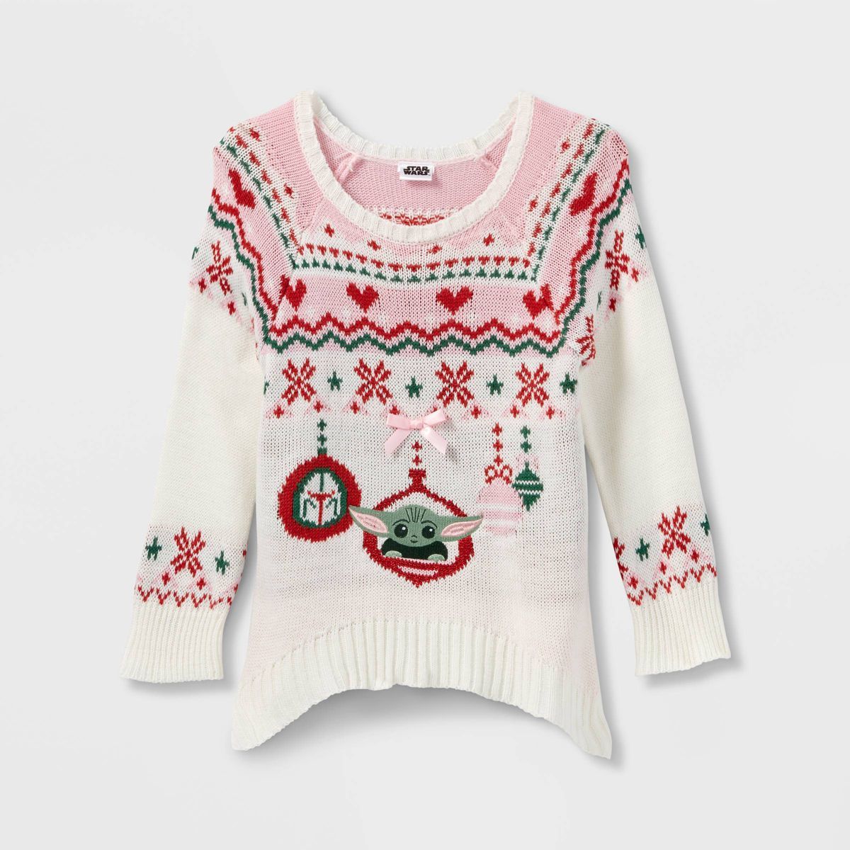 Toddler Girls' Star Wars Baby Yoda Ugly Pullover Sweater - Beige | Target
