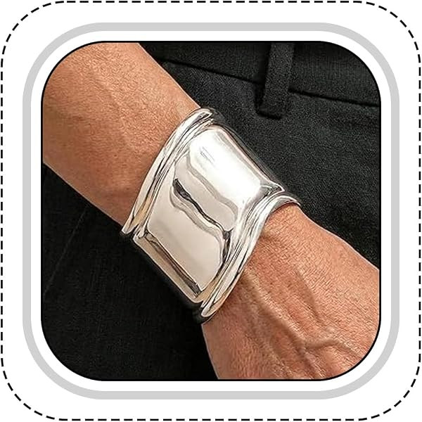 Chunky Metallic Arm Cuff Bracelet, Trendy Thick Wrist Cuff Bangle, Lustrous Finish Statement Jewe... | Amazon (US)