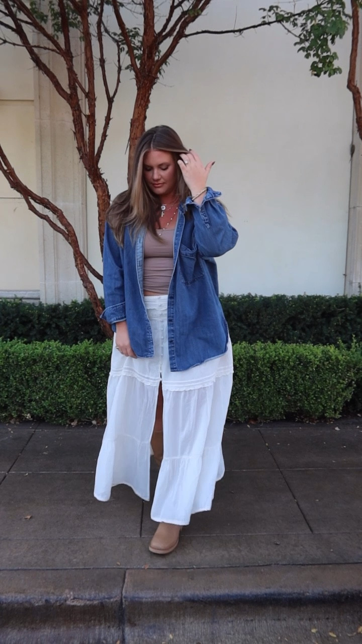 The flowy maxi skirt is the perfect fall piece! This one is gorgeous! Runs big, lined on the top, stretchy waist. These boots are gorgeous!! They come in wide calf + the leather is so comfortable! 

#LTKStyleTip #LTKFallSale #LTKFindsUnder50