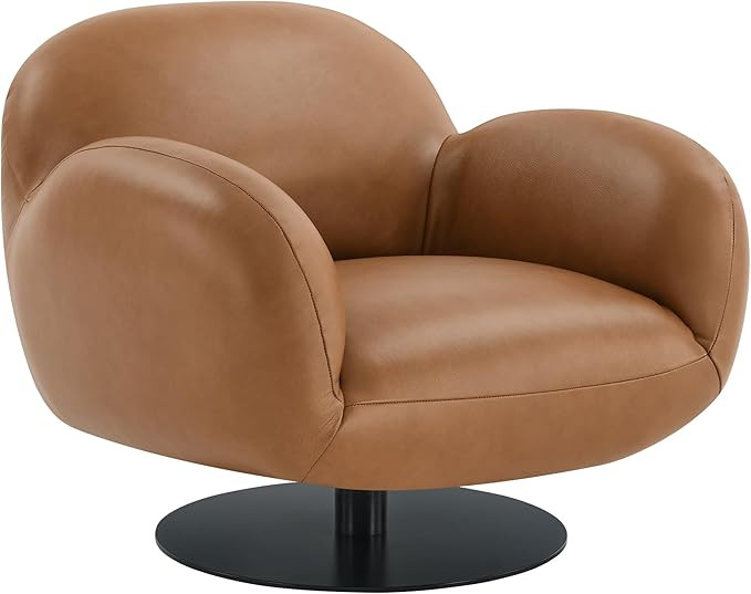 CHITA Oversized Swivel Accent Chair, Genuine Leather Armchair with Metal Base, Cloud Modern Comfo... | Amazon (US)