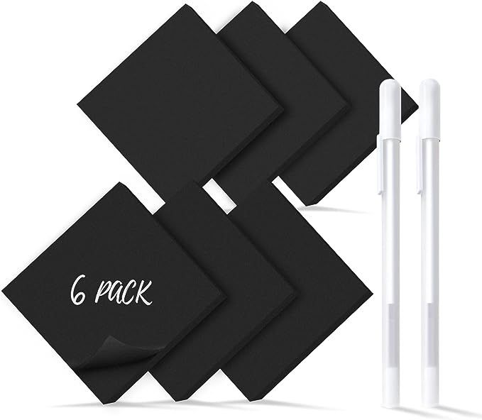 Kisdo Black Sticky Notes 3x3 Inches with 2 White Gel Pens, 480 Sheets Self-Stick Pads, 6 Pads Bul... | Amazon (US)
