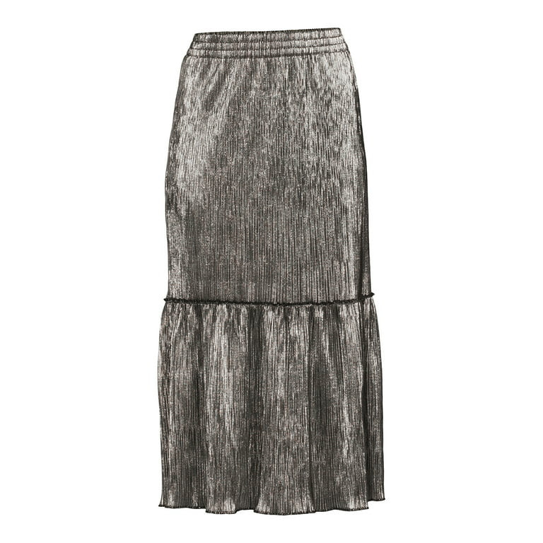 Time and Tru Plisse Midi Skirt | Walmart (US)