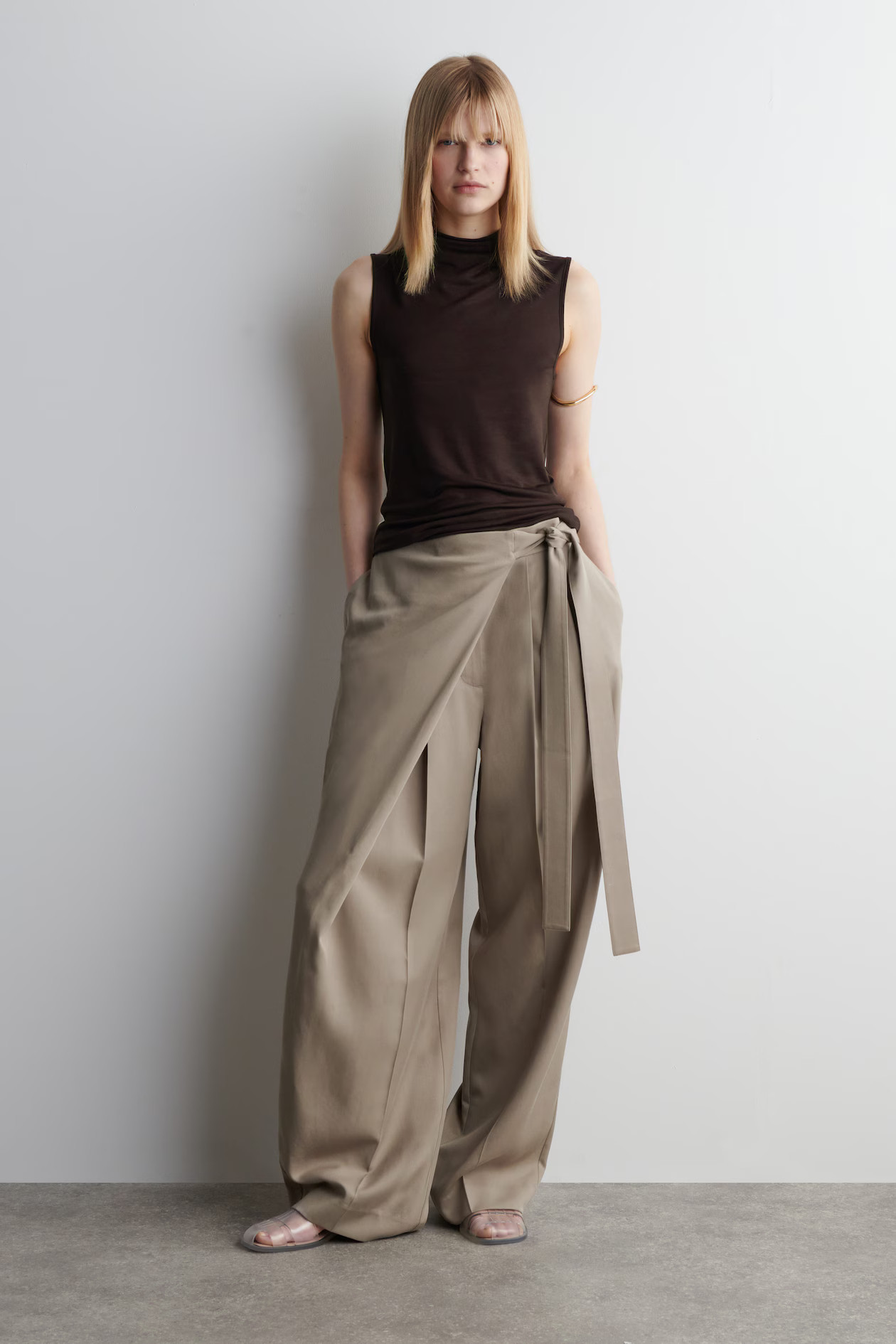FLUID WRAP-FRONT TROUSERS - MOLE | COS UK