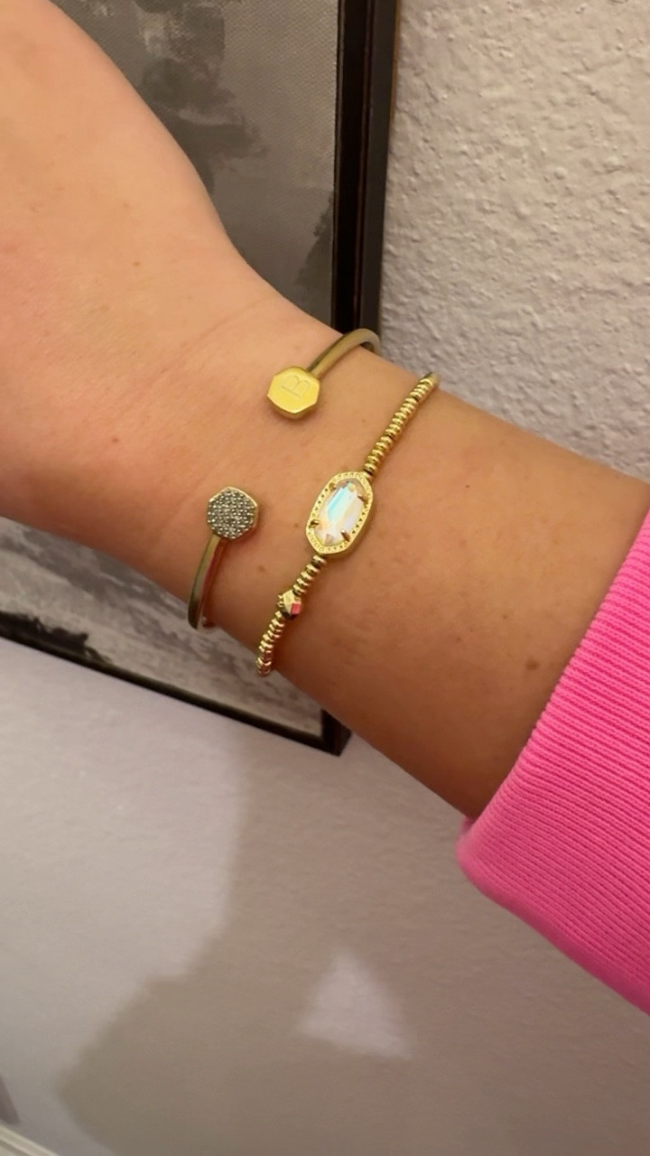 These gorgeous gold bracelets are forever staples in my stack! The bangle can be engraved with your initial and has a bunch of tiny diamonds. The other stretchy bracelet I just got this week and has the prettiest dichroic glass with tiny gold beads 😍

#LTKsalealert #LTKfindsunder100 #LTKfindsunder50