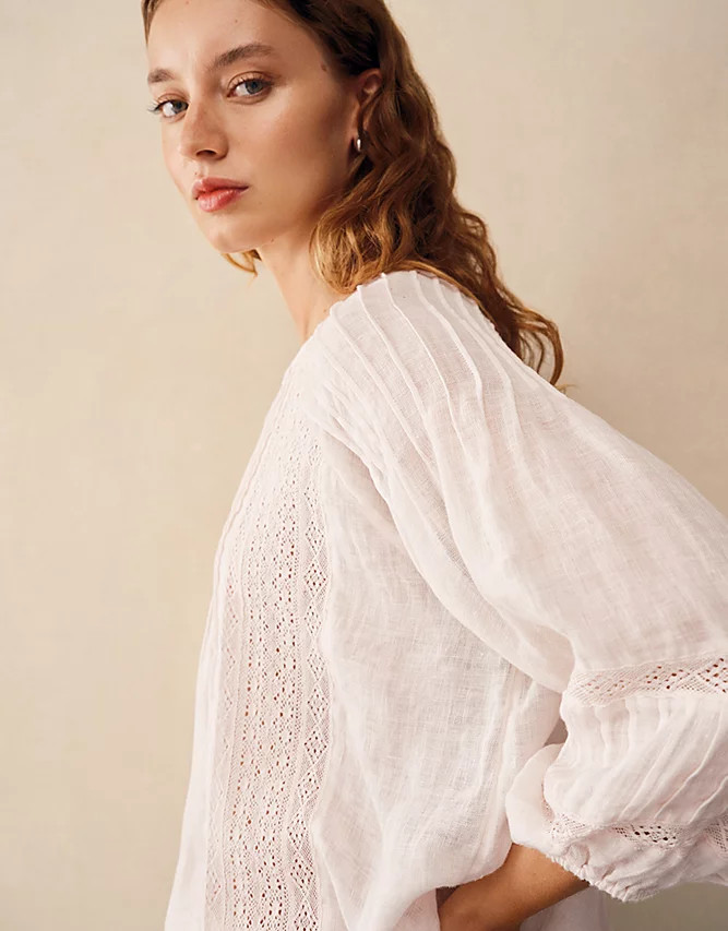 Linen Gauze Pintuck Boho Blouse | Days At The Lake | The  White Com... | The White Company UK & ROW