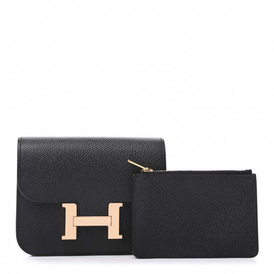 HERMES Epsom Constance Slim Wallet Black | Fashionphile