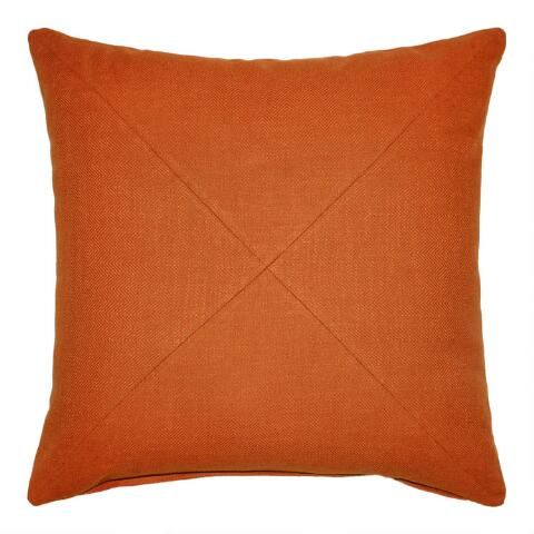 Ginger Orange Herringbone Cotton Throw Pillow | World Market