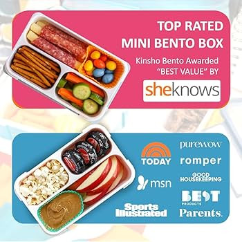 kinsho Small Snack Box Containers Kids Toddlers, Pink & Purple Glitter Set | Amazon (US)