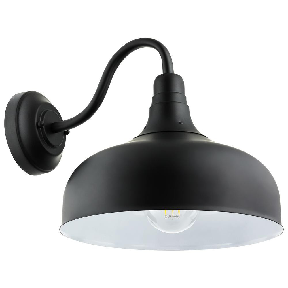 Sunlite 1-Light Black Aluminum Outdoor Gooseneck Barn Light Wall Mounted Sconce HD02240-1 - The H... | The Home Depot