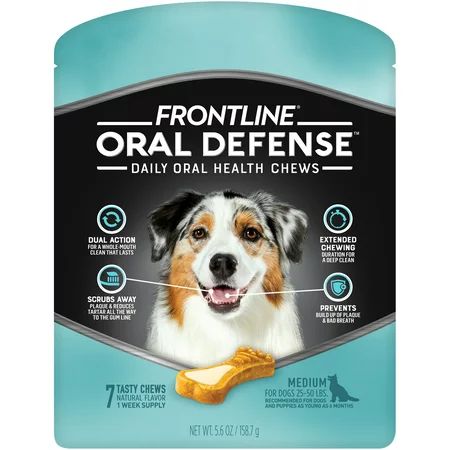 Frontline Oral Defense Dental Chews for Medium Dogs, 7 Chews | Walmart (US)