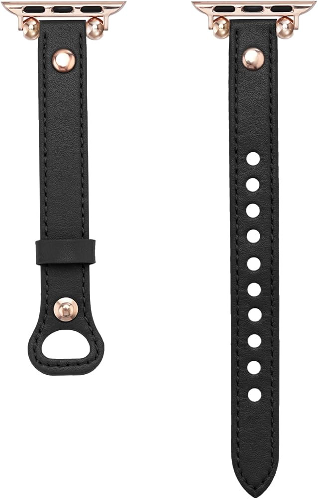 EOMTAM Gold Women Slim Leather Straps Compatible for Apple Watch Band 41mm 40mm 38mm 49mm 45mm 44... | Amazon (US)