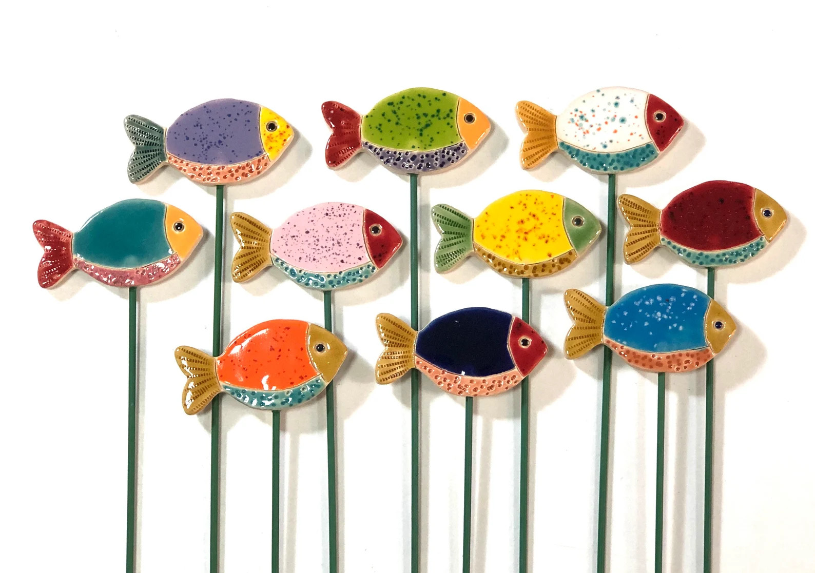 Ceramic Fish Plant Stake: Colorful Garden Decor - Etsy | Etsy (DACH)