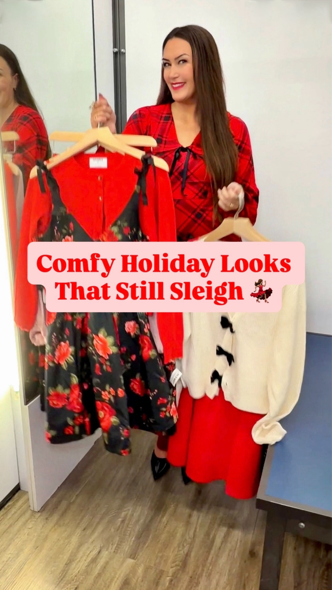 Comfy holiday looks that still sleigh - ACTUAL comfy holiday looks no one’s talking about 👀

I braved the crowds so you don’t have to 👏 and found 4 fits that *actually* love curves, sparkle in all the right ways and still let you breathe

✨  Fit and flare  =  Holiday work party ready
🪩 Sequin midi  +  Sheer  =  Christmas  →  New Year’s 
💃🏻 Mini Swing  =  Dance floor approved
🤍 Cropped tank set  = Luxury energy, budget‑friendly price

These are flying - don’t blink 👀

Confident shouldn’t be complicated 🫶

holiday outfits for curvy girls, comfy holiday looks, luxe for less, curvy fashion inspo, winter party outfit ideas 2025

#holidayoutfit #curvystyle #luxeforless #winterootd #confidence #christmasdress #holidayfashion

SIZING:
Red plaid dress - Small (TTS)
Black dress - Medium (go up 1)
Sequin midi skirt - Medium (TTS)
Brown sheer blouse - Small (TTS)
Red mini swing dress - Small (TTS)
Sweater with black bows - Small (TTS)
Cropped tank top set - Small (TTS)
Midi skirt set - recommend TTS
Heels - both size 8 (TTS)

#LTKStyleTip #LTKSaleAlert #LTKHoliday