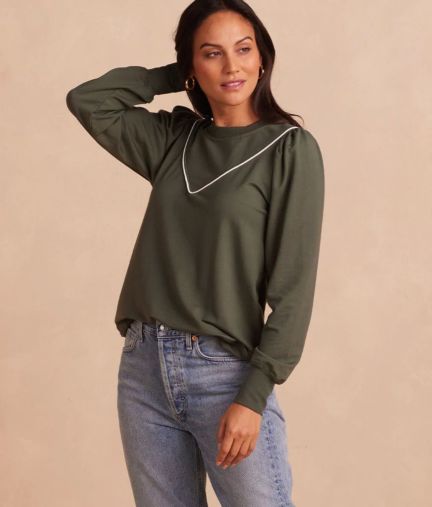 The Softest French Terry Contrast Puff-Sleeve Pullover 
            | 
              
           ... | SummerSalt