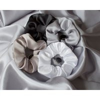 Scrunchie Set, Jumbo Satin Scrunchie, Black Silk Scrunchies, Satin Hair Wrap Accessories, Anti Frizz | Etsy (US)