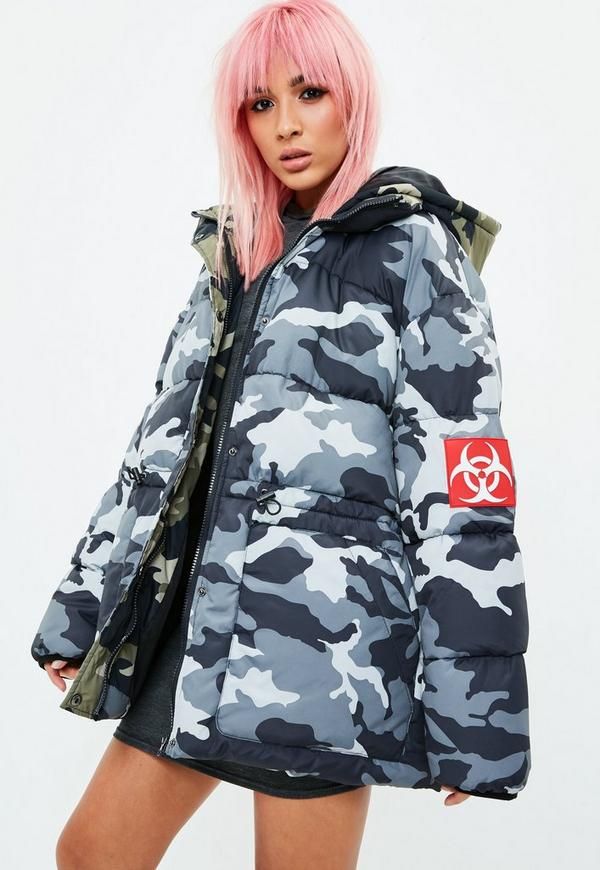 Grey Camo Puffer Jacket | Missguided (US & CA)