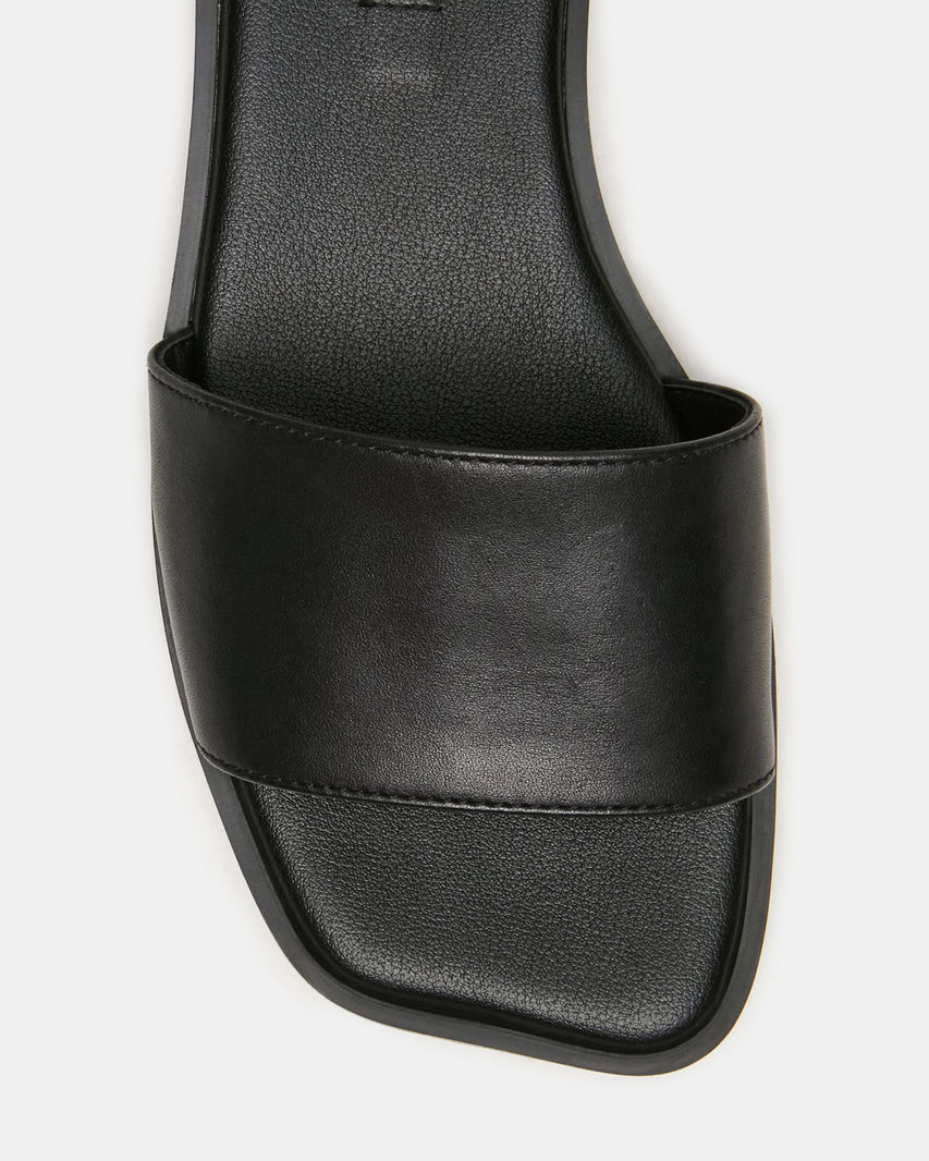 AVRA Black Leather Wavy-Toe Slide Women's Sandal | Steve Madden (US)