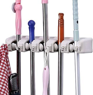 ONMIER Mop and Broom Holder, Multipurpose Wall Mounted Organizer Storage Hooks, Ideal Tools Hange... | Amazon (US)