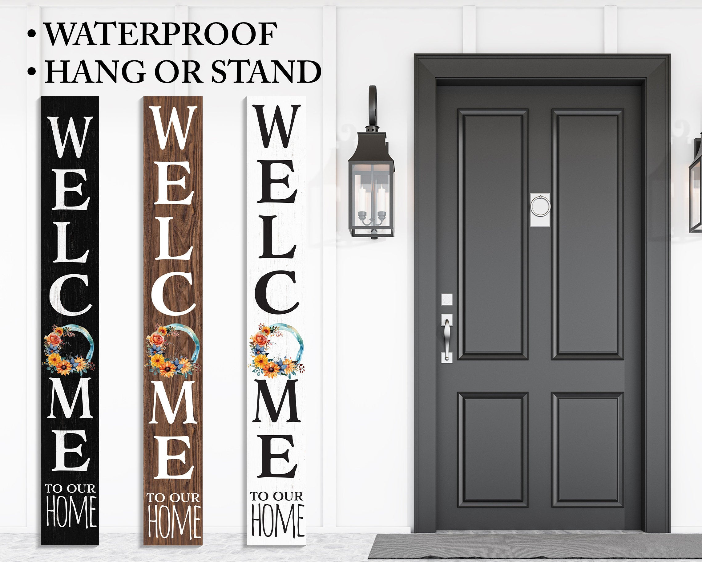 72in welcome to our home with watercolor color wreath foldable wooden welcome sign for front door... | Walmart (US)
