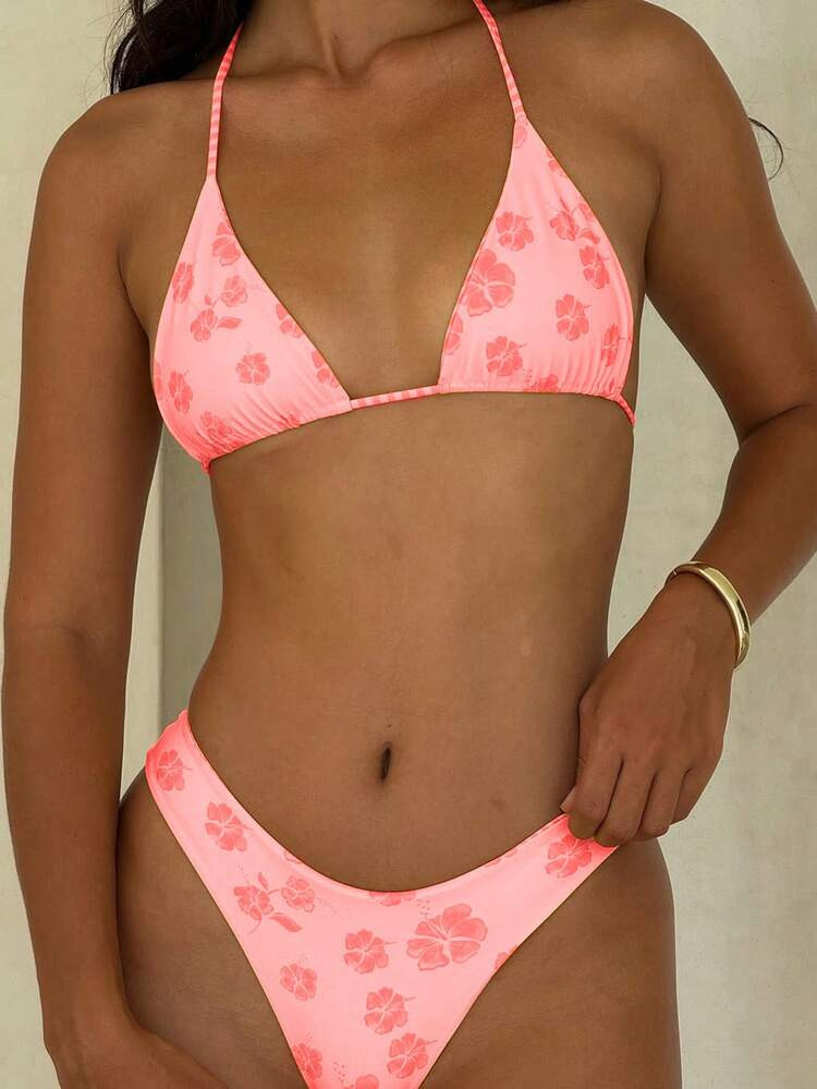 PEPPERMOLLY New Soft Fabric Printed Tie-Neck Beach Wear Sexy Bikini Set, Elegant Women's Summer B... | SHEIN