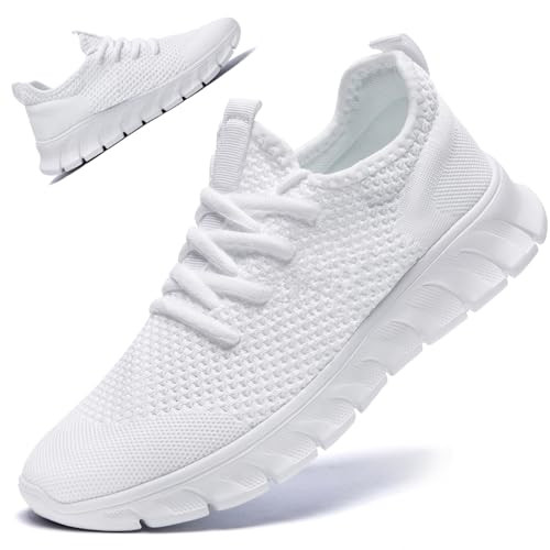 Amazon.com | RJYWGS White Sneakers for Women Men Tennis Shoes Running Gym Sneaker Slip On Walking... | Amazon (US)